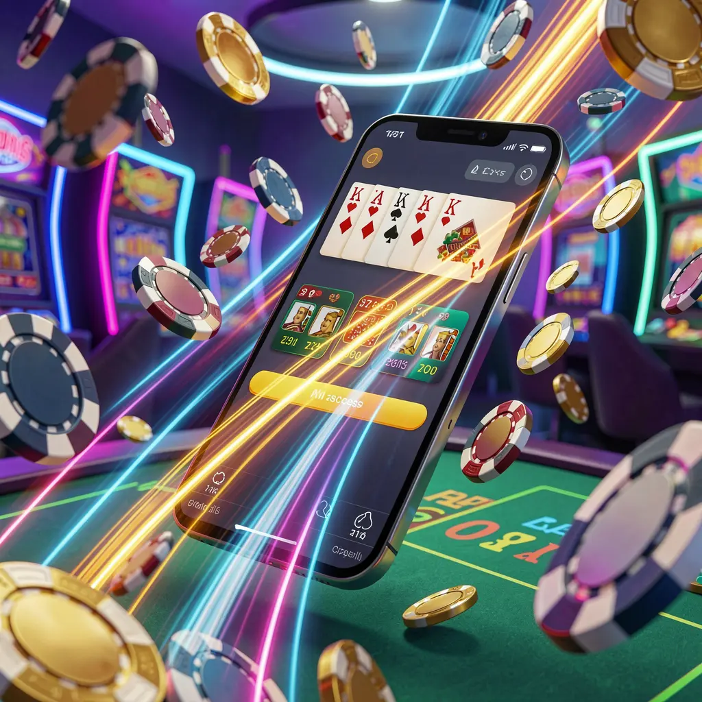 A880c fast casino app access visual featuring a smartphone with speed light trails, coins and chips flying around against a modern neon casino background in a dynamic 3D render A880c fast casino app access visual featuring a smartphone with speed light trails, coins and chips flying around against a modern neon casino background in a dynamic 3D render